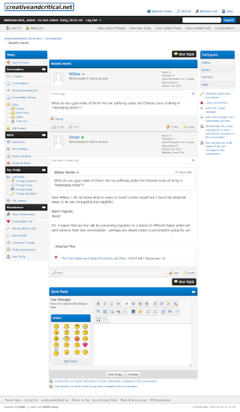 A MyConversations conversation page with two messages